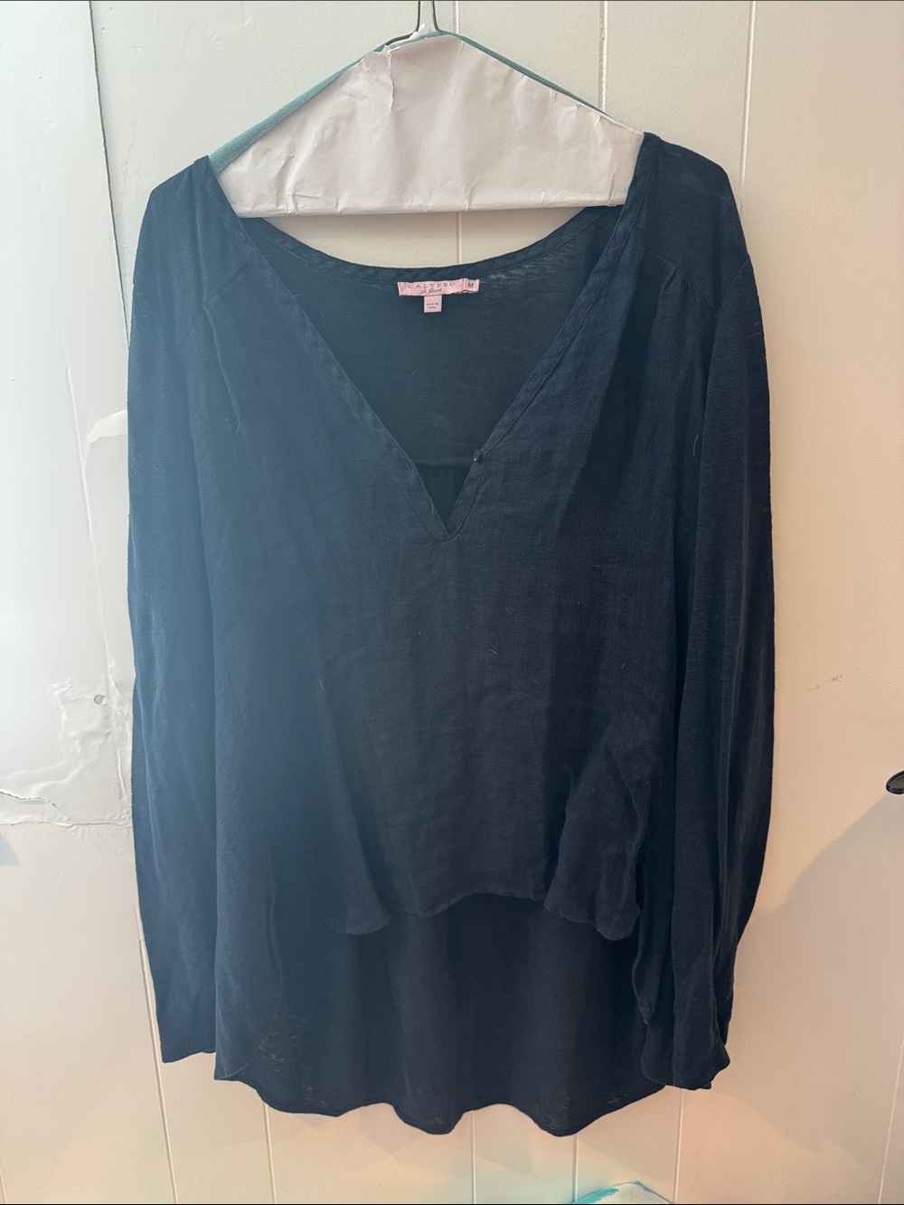 Calypso St. Barth Black V-Neck Long Sleeve Tunic